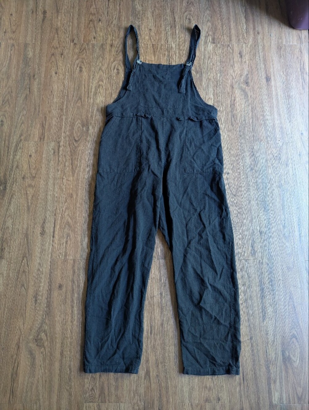 Women's Black Front Pocket Button Overalls Sz M